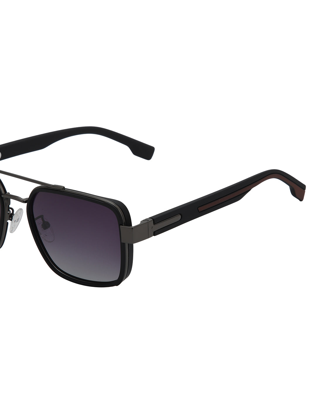 Unisex Premium Metallic & Black Toned Grey UV with Polarized Lens Square Sunglass