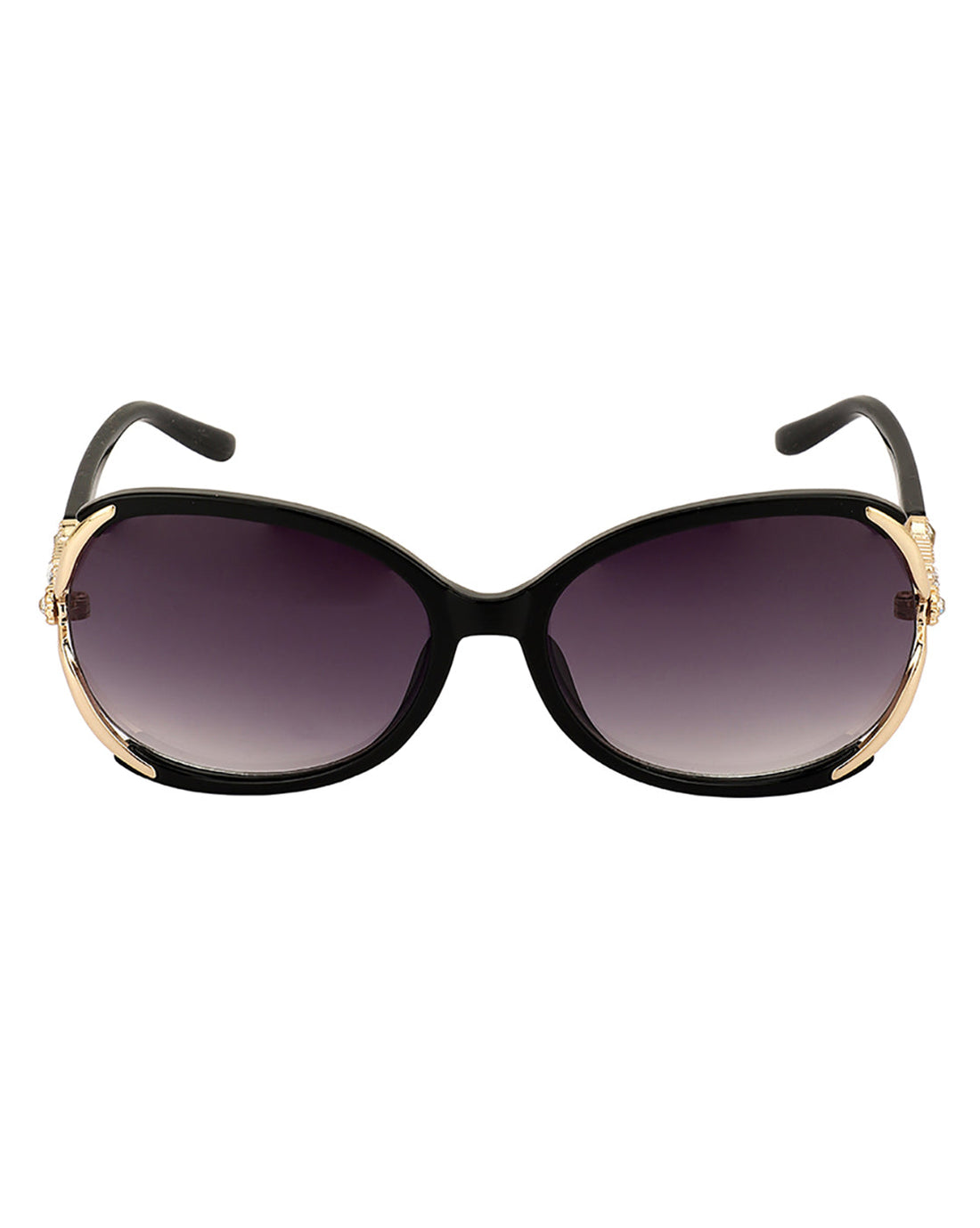 Premium Black & Gold Toned Uv Protected Lens Oversized Sunglass For Women