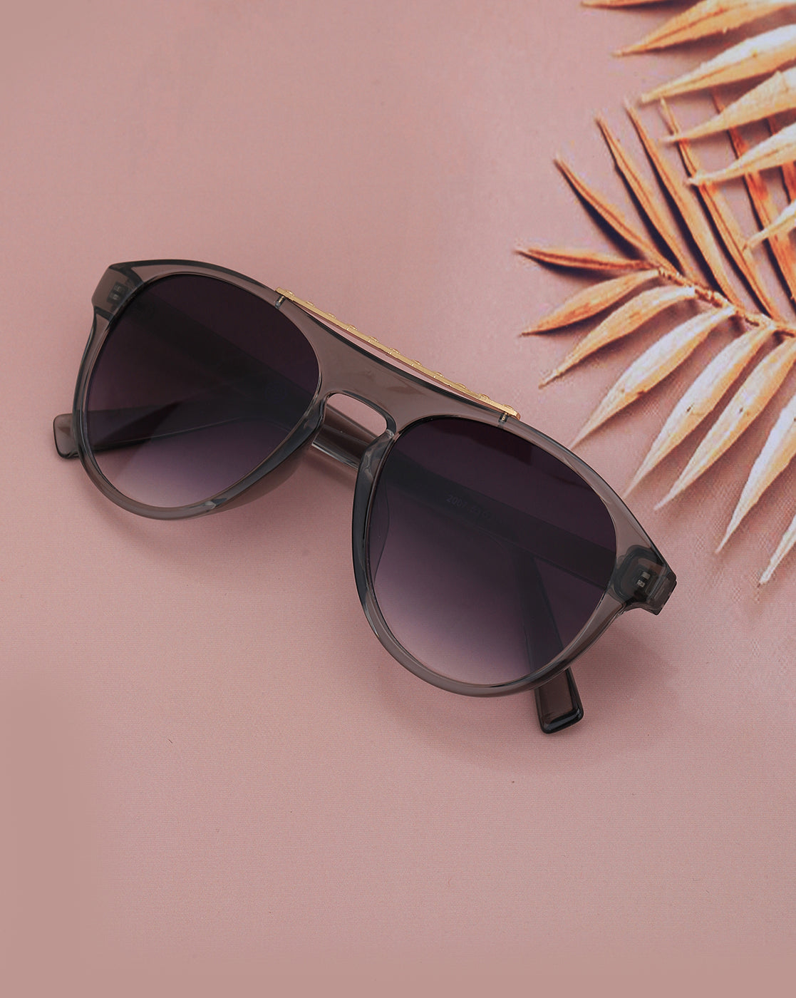 Grey & Gold Toned with Polycarbonate UV Protected Lens Oval Sunglass for women