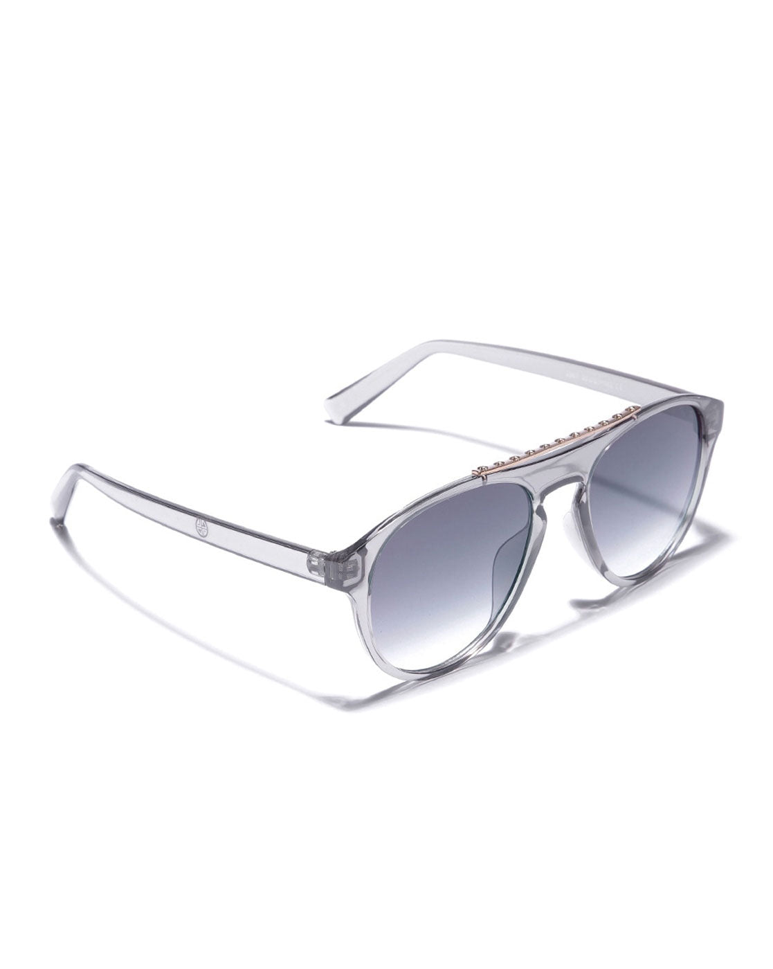 Grey & Gold Toned with Polycarbonate UV Protected Lens Oval Sunglass for women