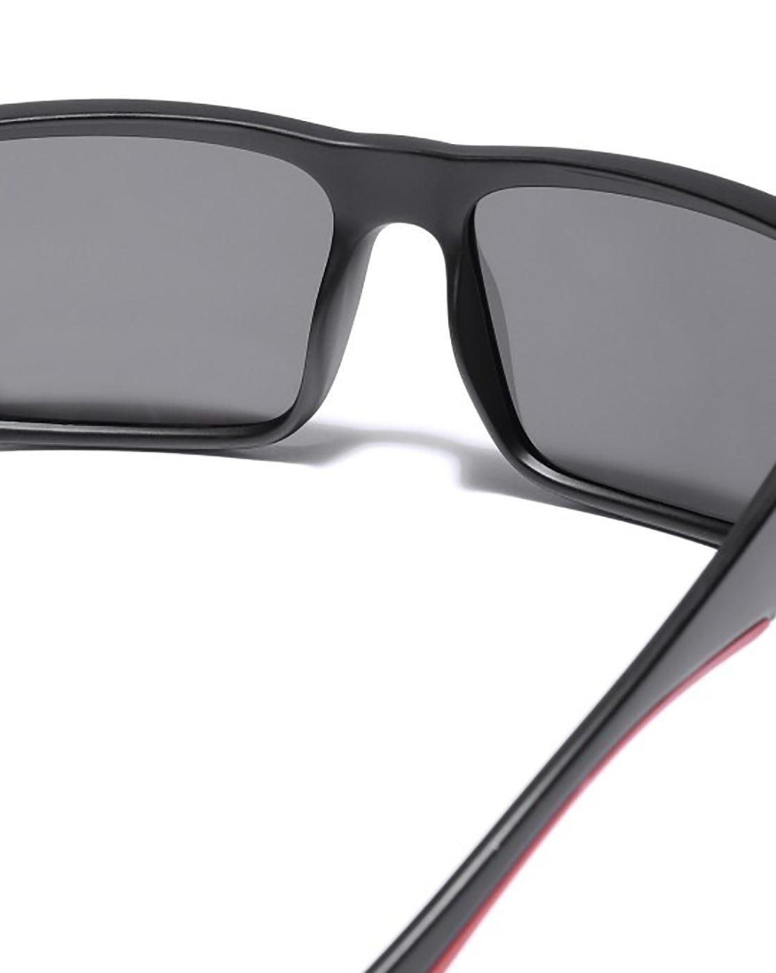 Men Black and Red Toned with Black Polarised Lens Square Sunglass