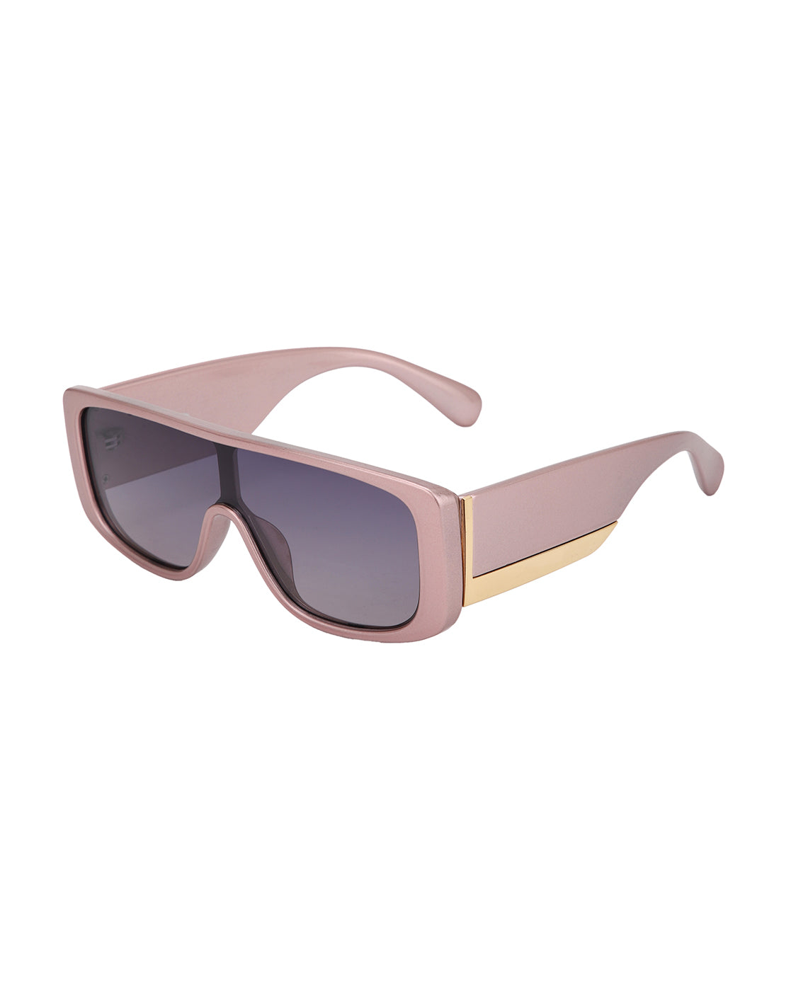 Pink and Gold Toned with Blue Polarised Lens Shield Sunglass for women