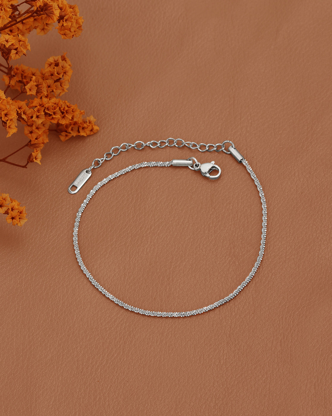Silver Plated with Stainless Steel Charm Anklet