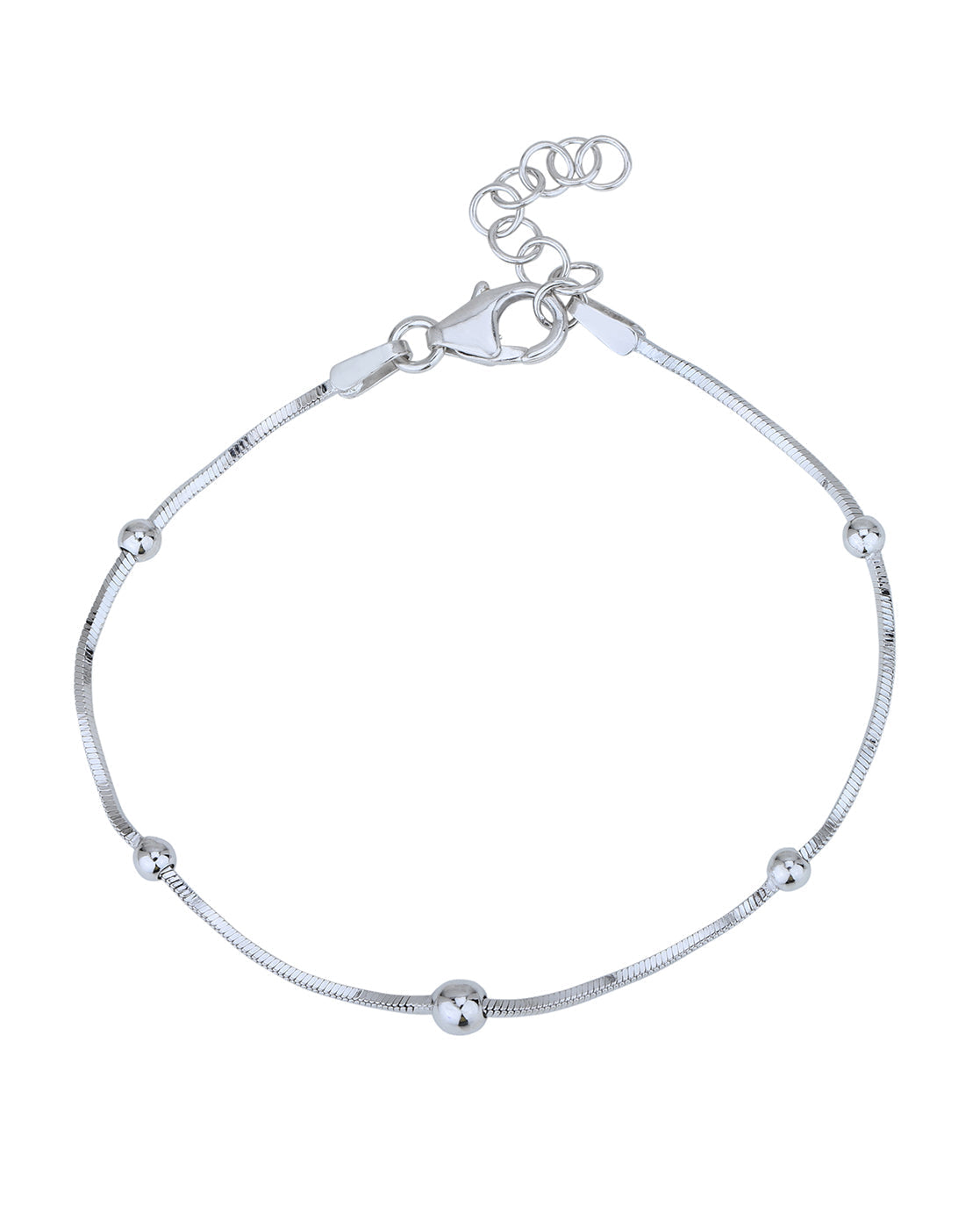Rhodium Plated with Ball Charm Bracelet for women