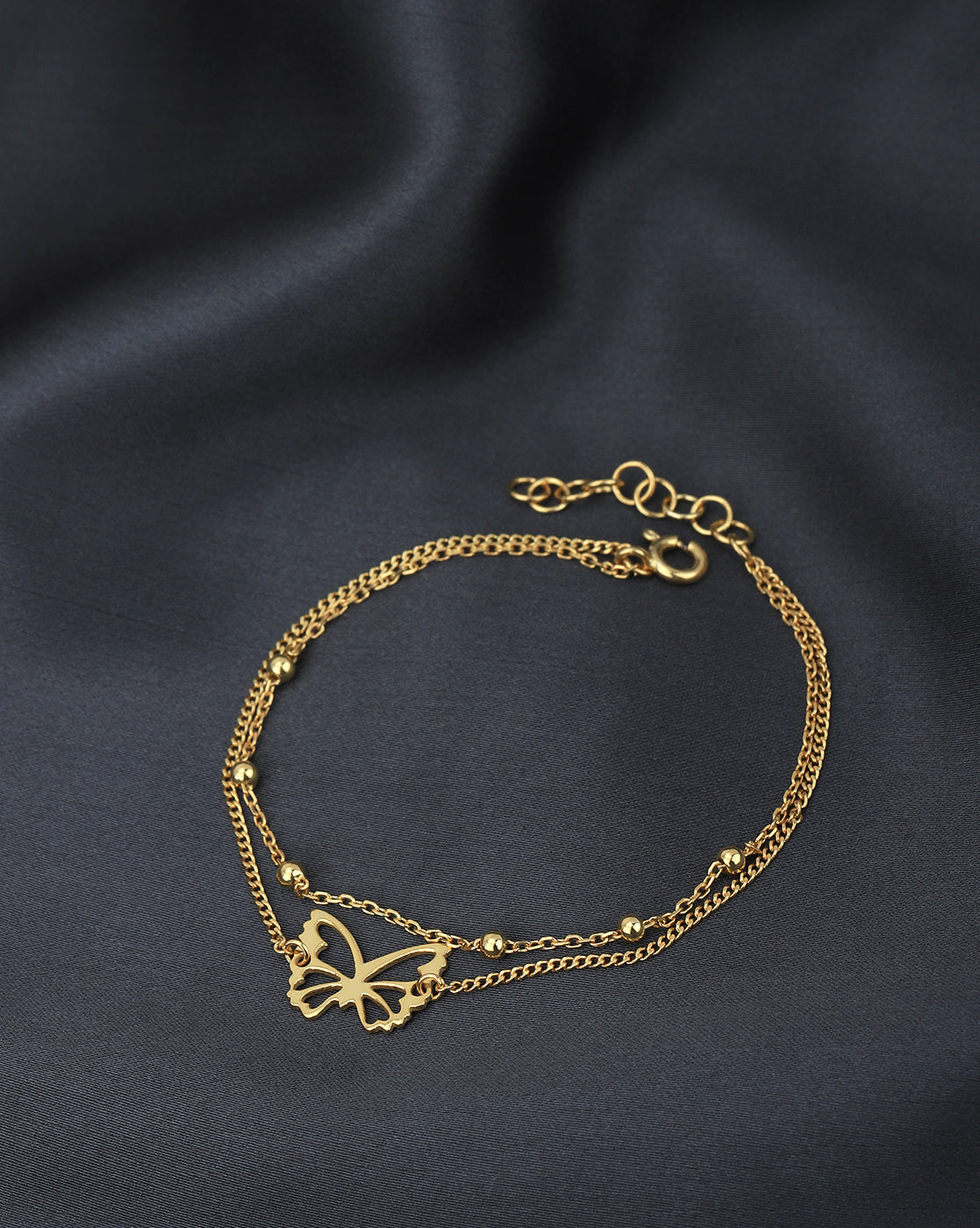 18kt Gold Plated with Butterfly Double Chain Bracelet