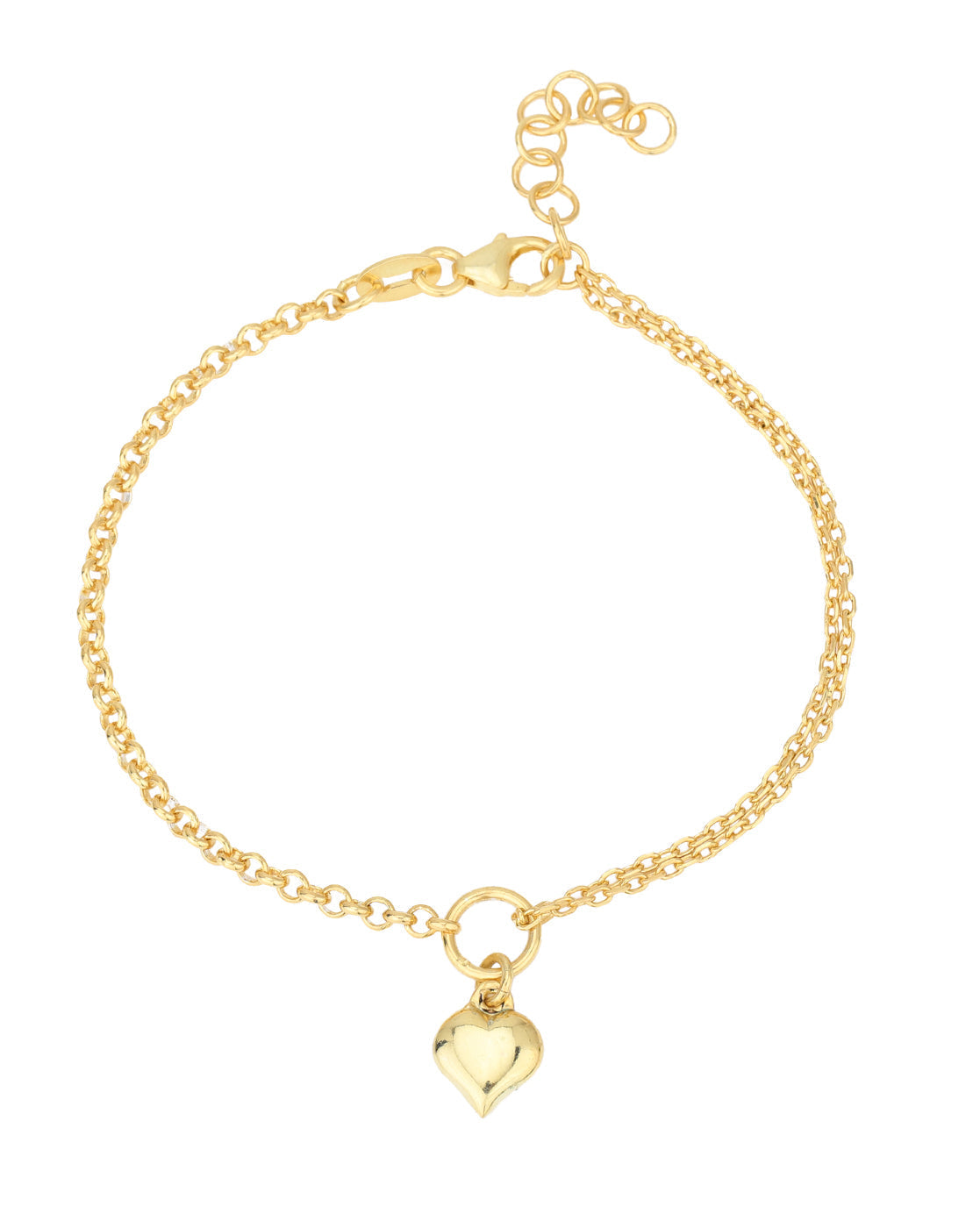 18kt Gold Plated with Heart Charm Bracelet