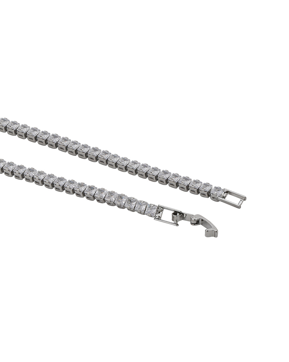 Silver-Plated Cubic Zirconia Studded Tennis Bracelet