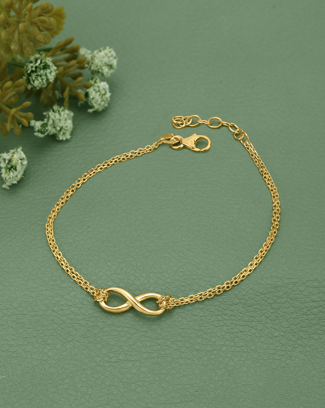 18kt Gold Plated Double Chain Infinity Charm Bracelet