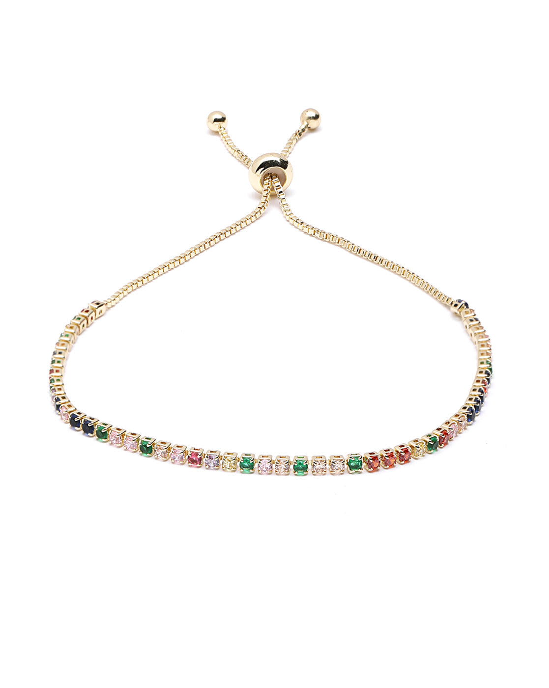Gold Plated CZ Color Accent Adjustable Bracelet