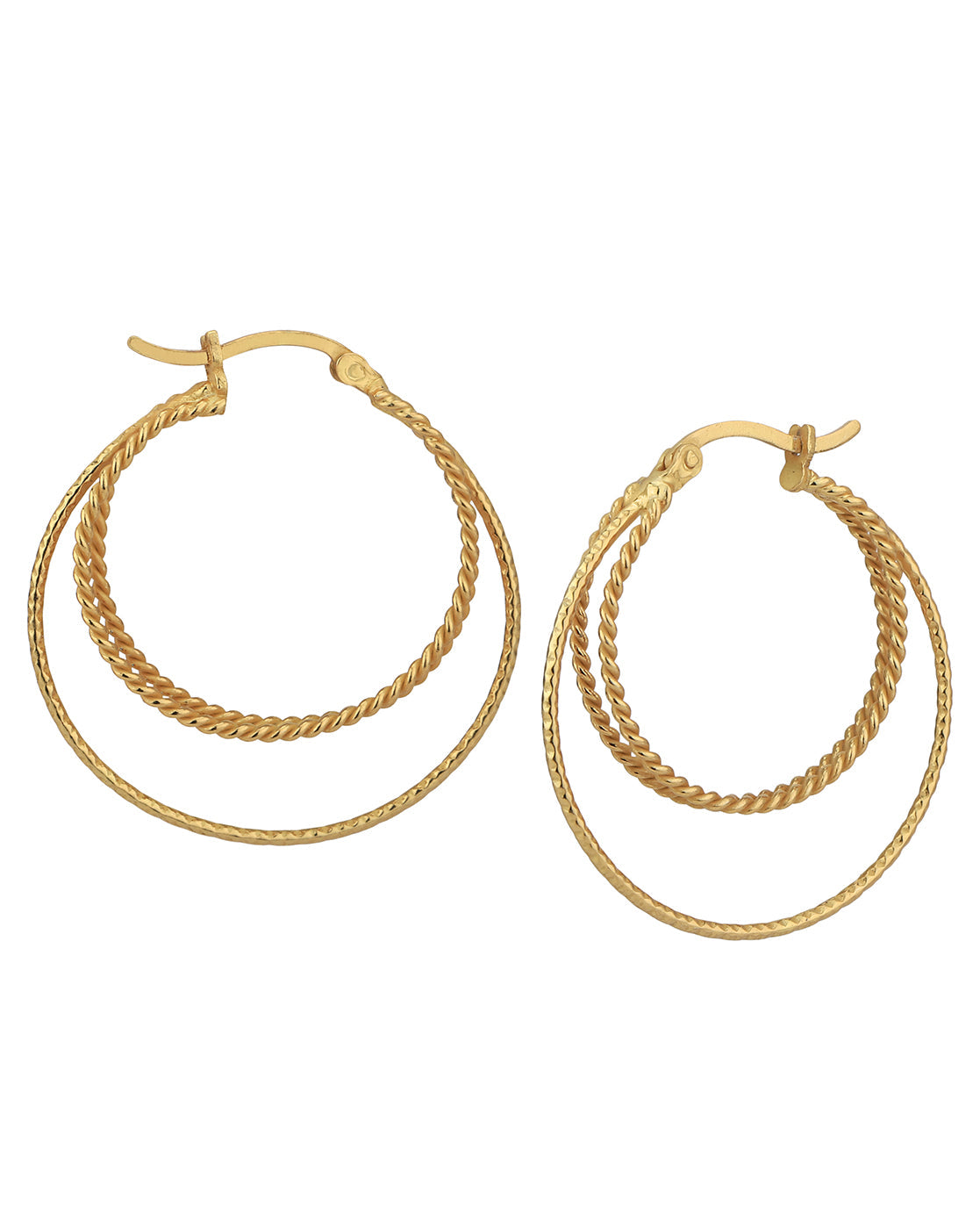 18kt Gold Plated Triple Bar Hoop Earring for women