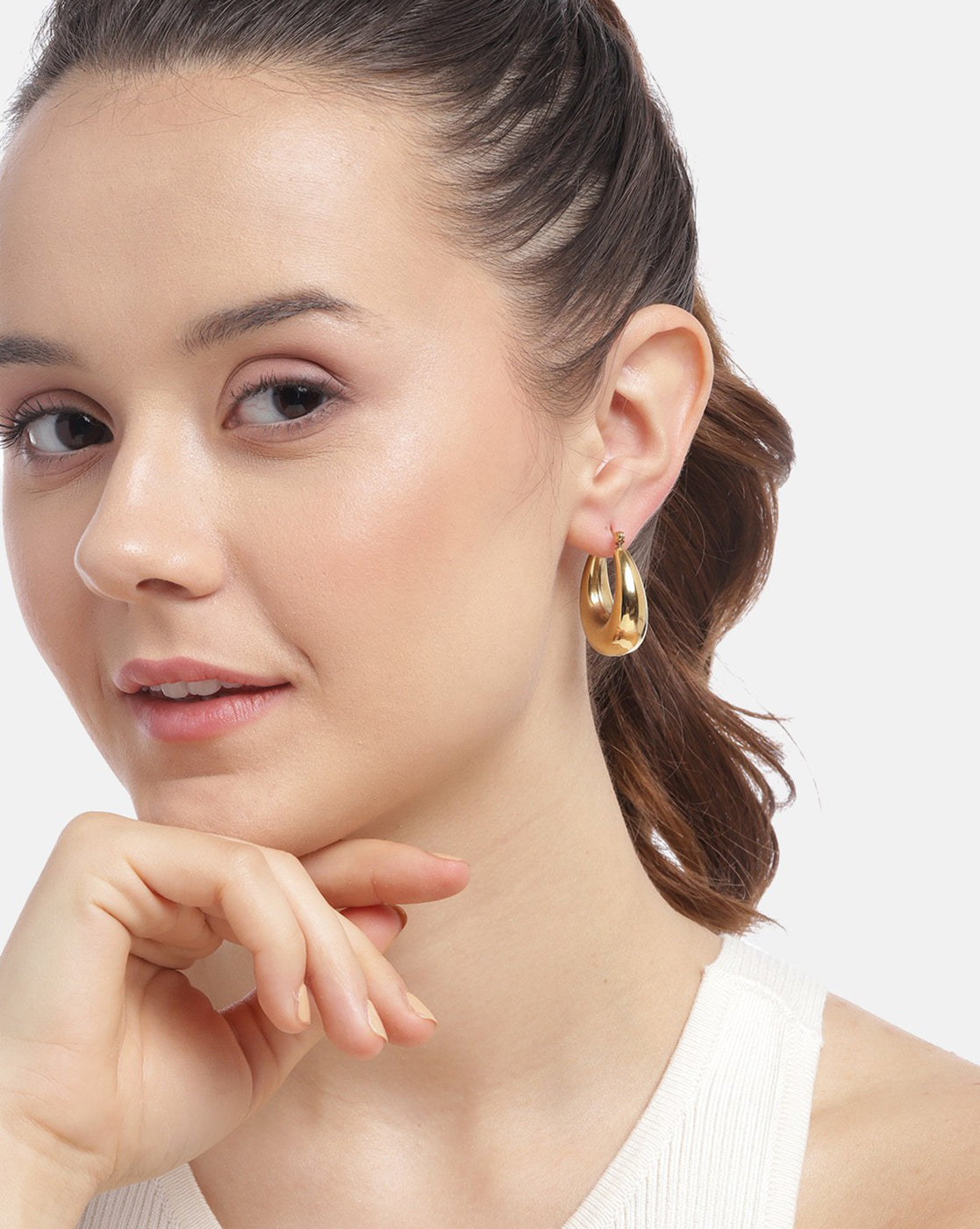 Gold Plated Oval Hoop Earring for women