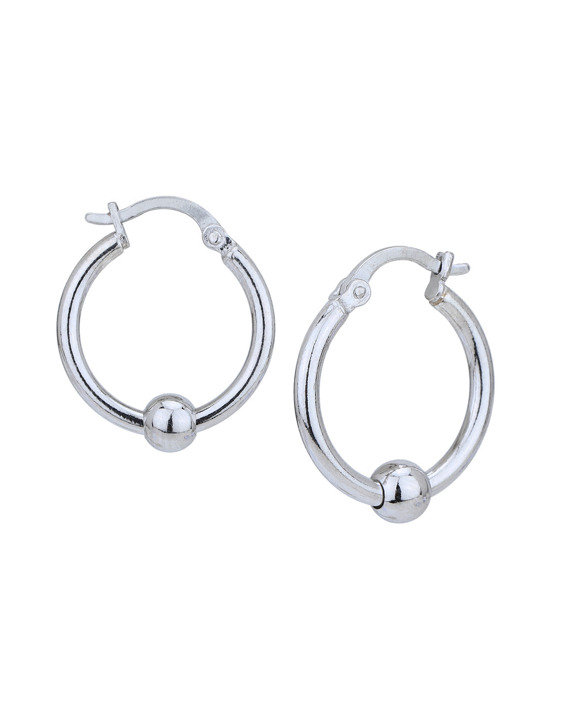 Rhodium Plated Circular Hoop Earring for women