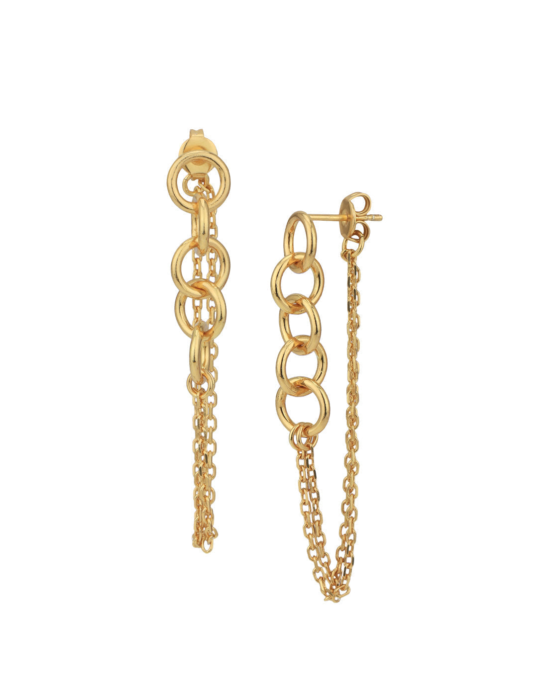 18kt Gold Plated Dangling Chain Drop Earring