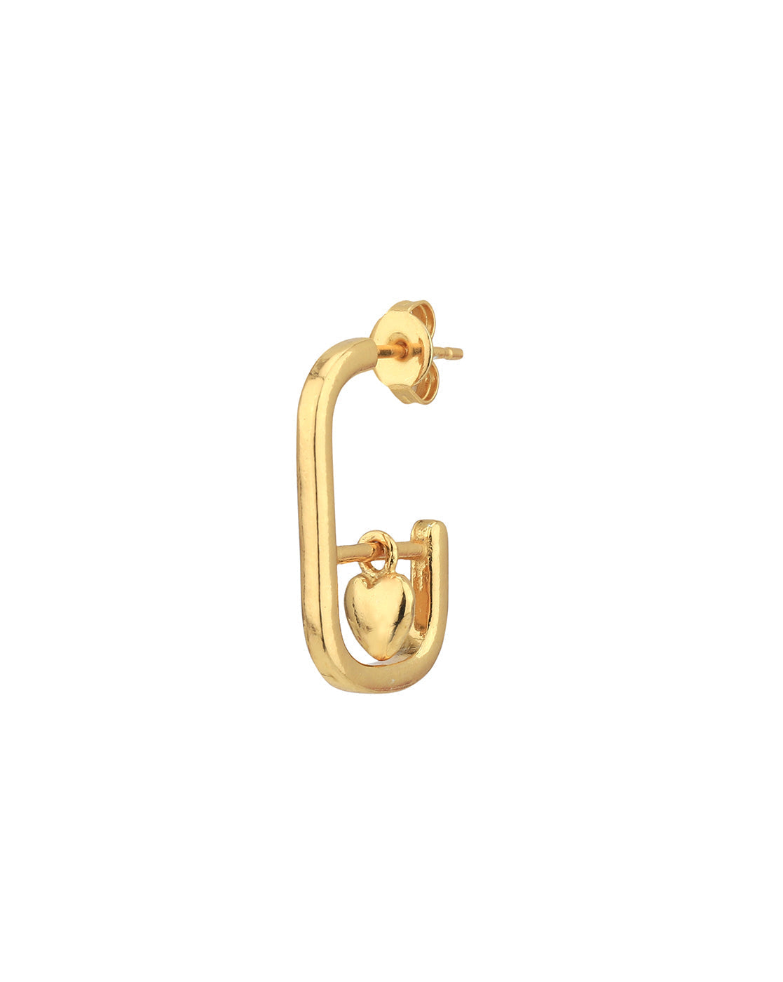 18kt Gold Plated Dangling Heart Half Hoop Earring