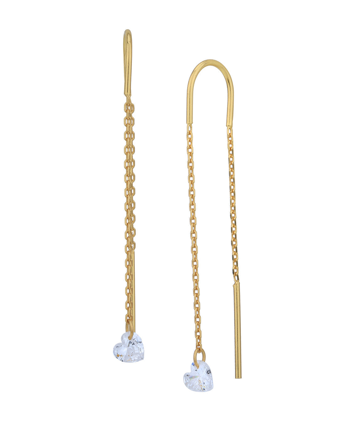 18kt Gold Plated Dangling Solitaire Threader Earring