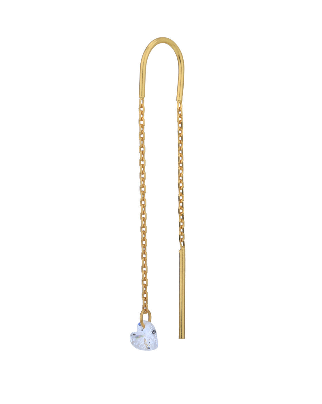 18kt Gold Plated Dangling Solitaire Threader Earring