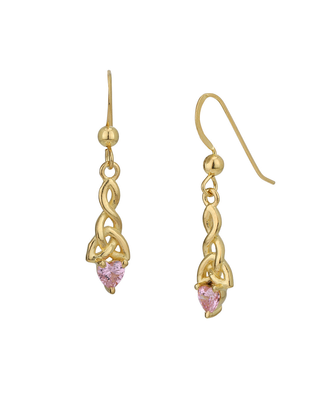 18kt Gold Plated with CZ Dangling Heart Solitaire Drop Earring