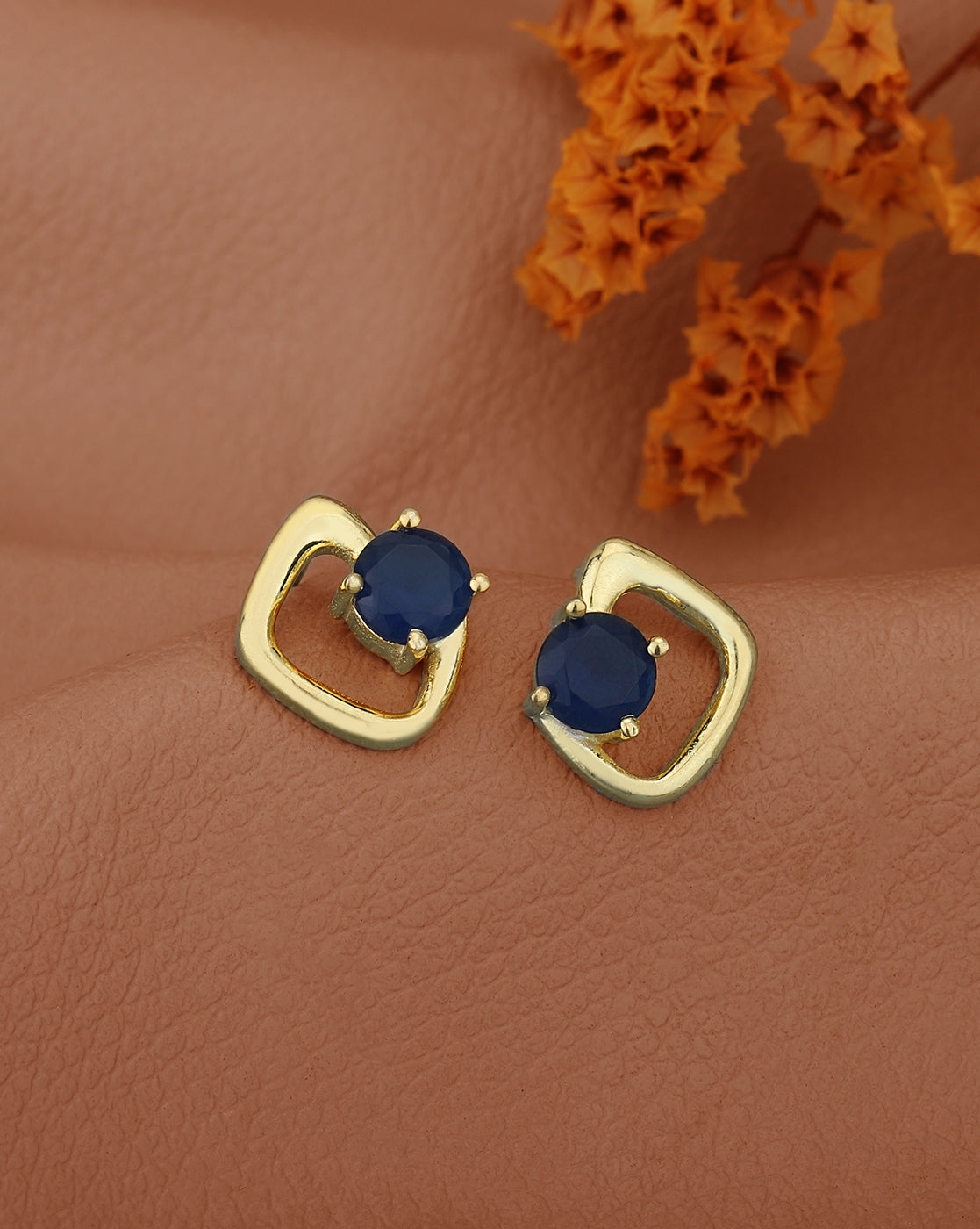 18kt Gold Plated CZ Contemporary Stud Earring