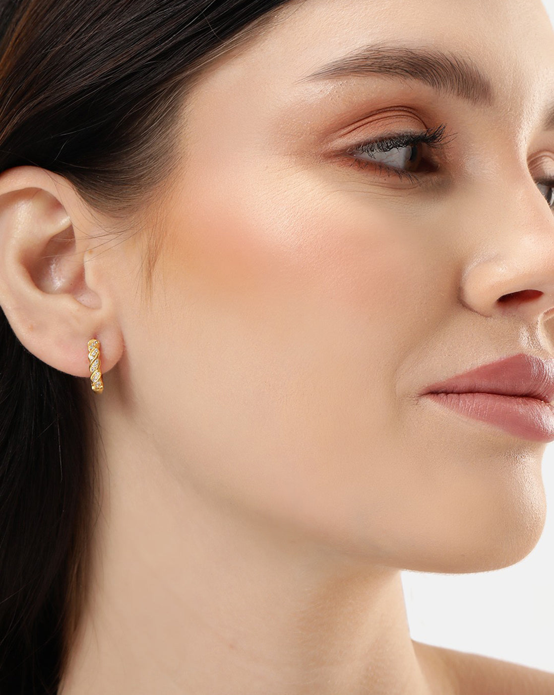 18kt Gold Plated with CZ Circular Hoop Earring