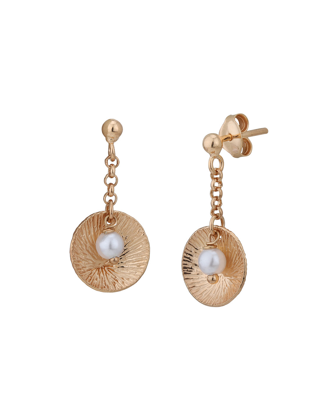18kt Rose Gold Plated Pearl Circular Drop Earring