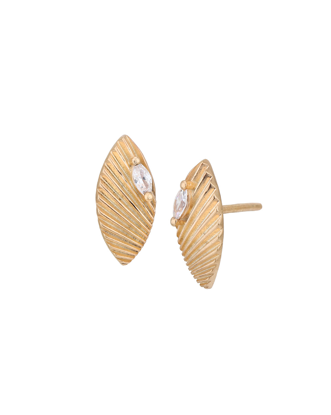 18kt Rose Gold Plated with CZ Oval Stud Earring