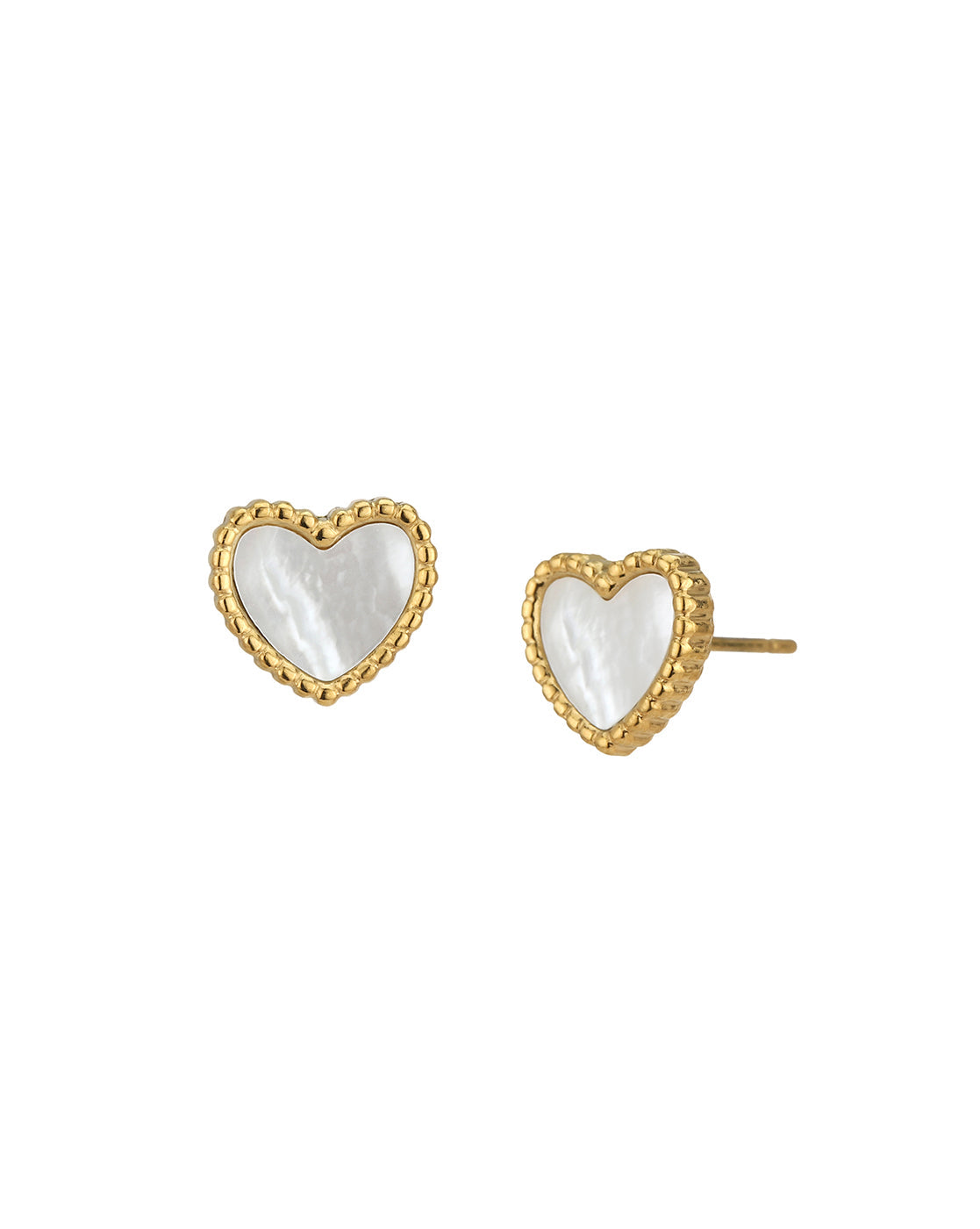 18kt Gold Plated Stainless Steel Heart Shell Stud Earring
