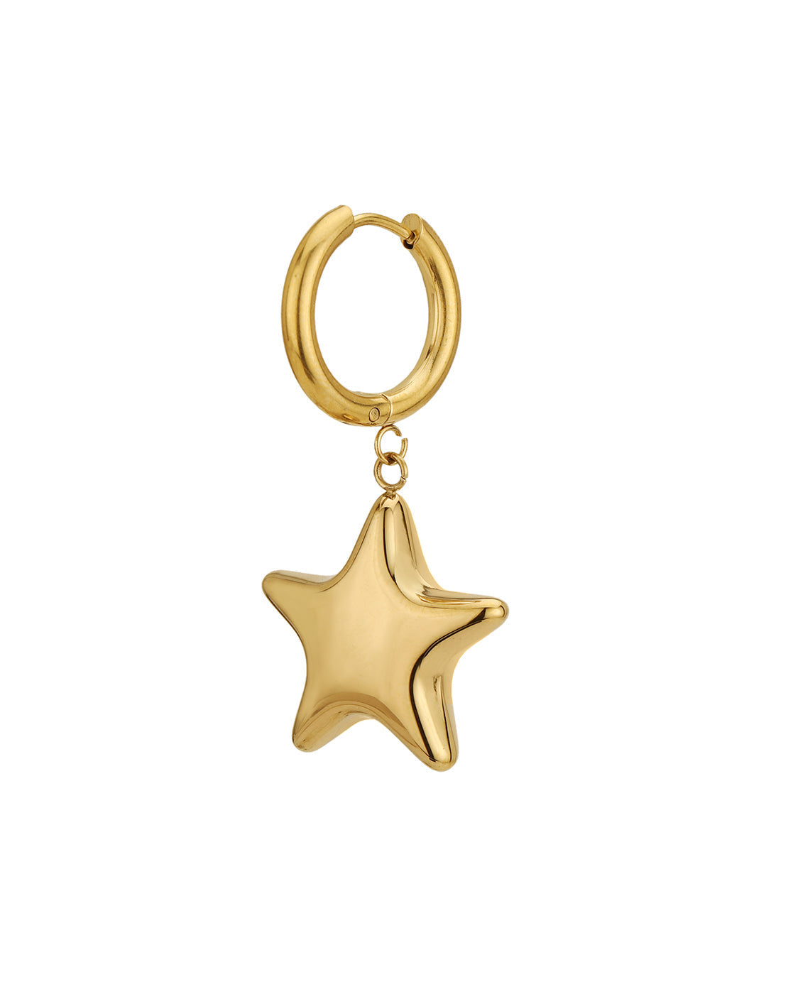 18kt Gold Plated Dangling Star Hoop Earring