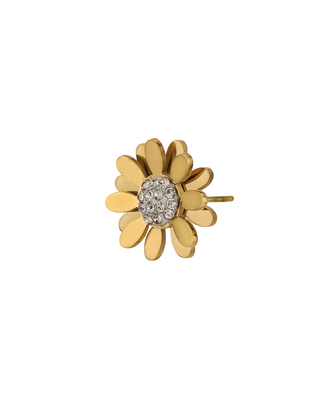 18kt Gold Plated Stainless Steel CZ Floral Stud Earring