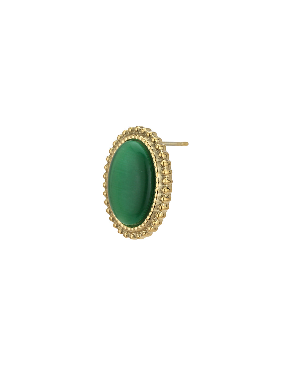 18kt Gold Plated Stainless Steel Green Emerald Stone Bold Stud Earring