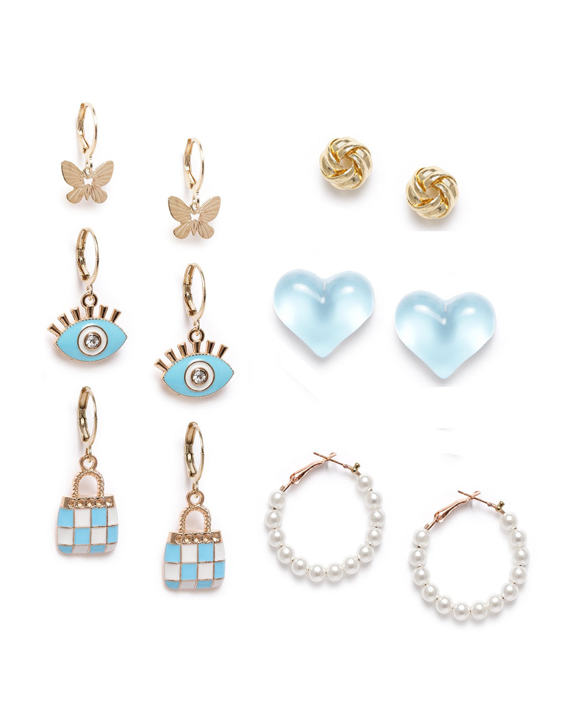 Set of 6 GENZ Gold Plated Multipack Stud & Hoop Earring Set