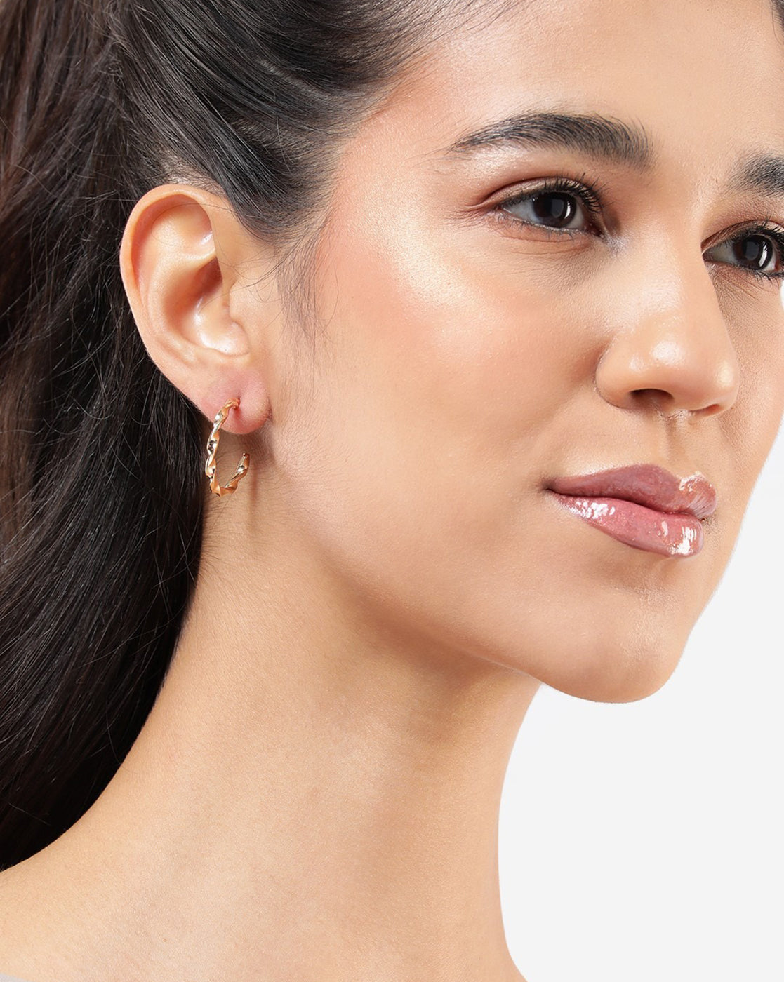 Set of 9 Two Tone CZ & Pearl Multipack Half Hoop & Stud Earring Set