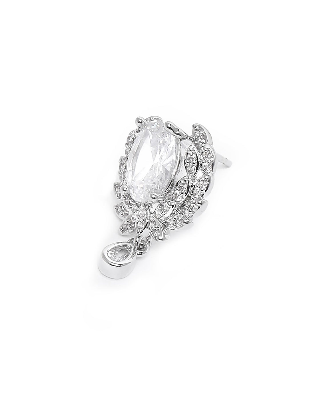 Silver Plated CZ Cluster Stud Earring