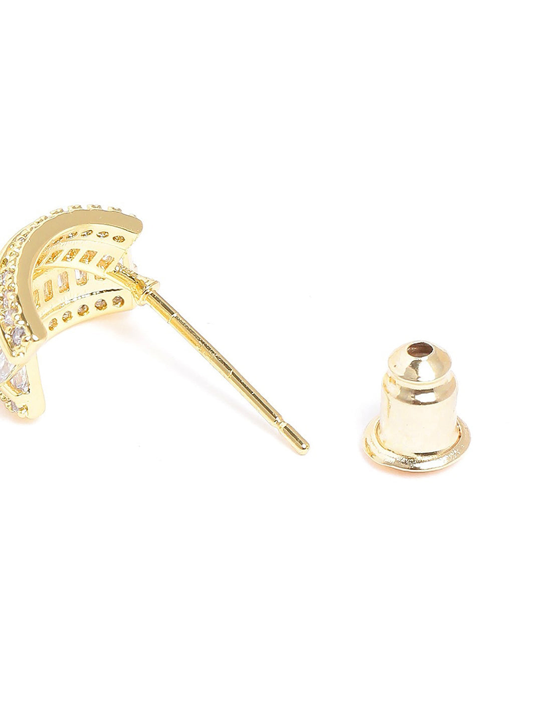 Gold Plated CZ Crescent Fancy Half Hoop Earring