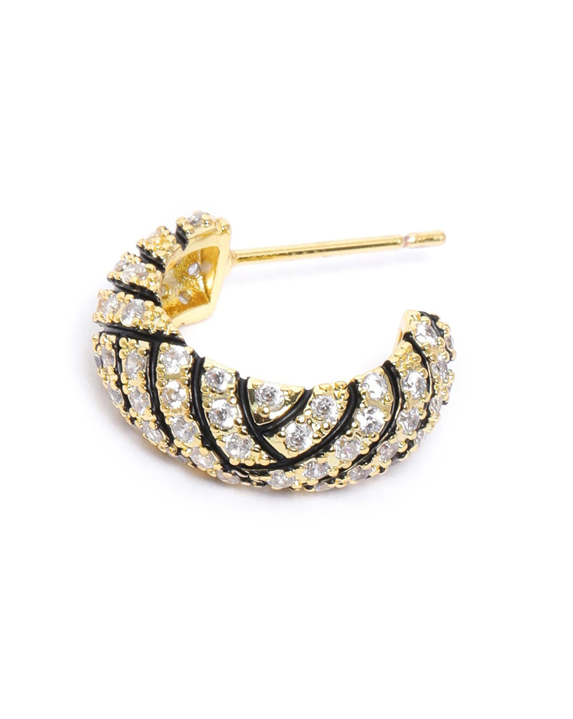 Gold Plated CZ Crescent Half Hoop Earring