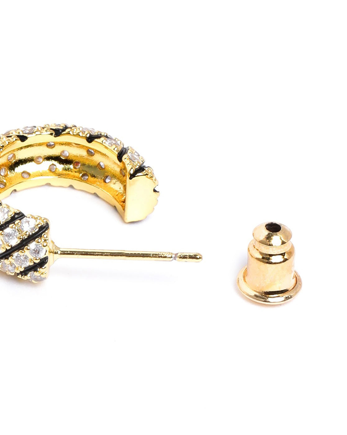 Gold Plated CZ Crescent Half Hoop Earring