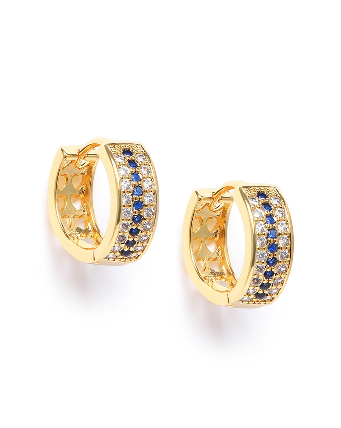 Gold Plated Blue CZ Fancy Hoop Earring