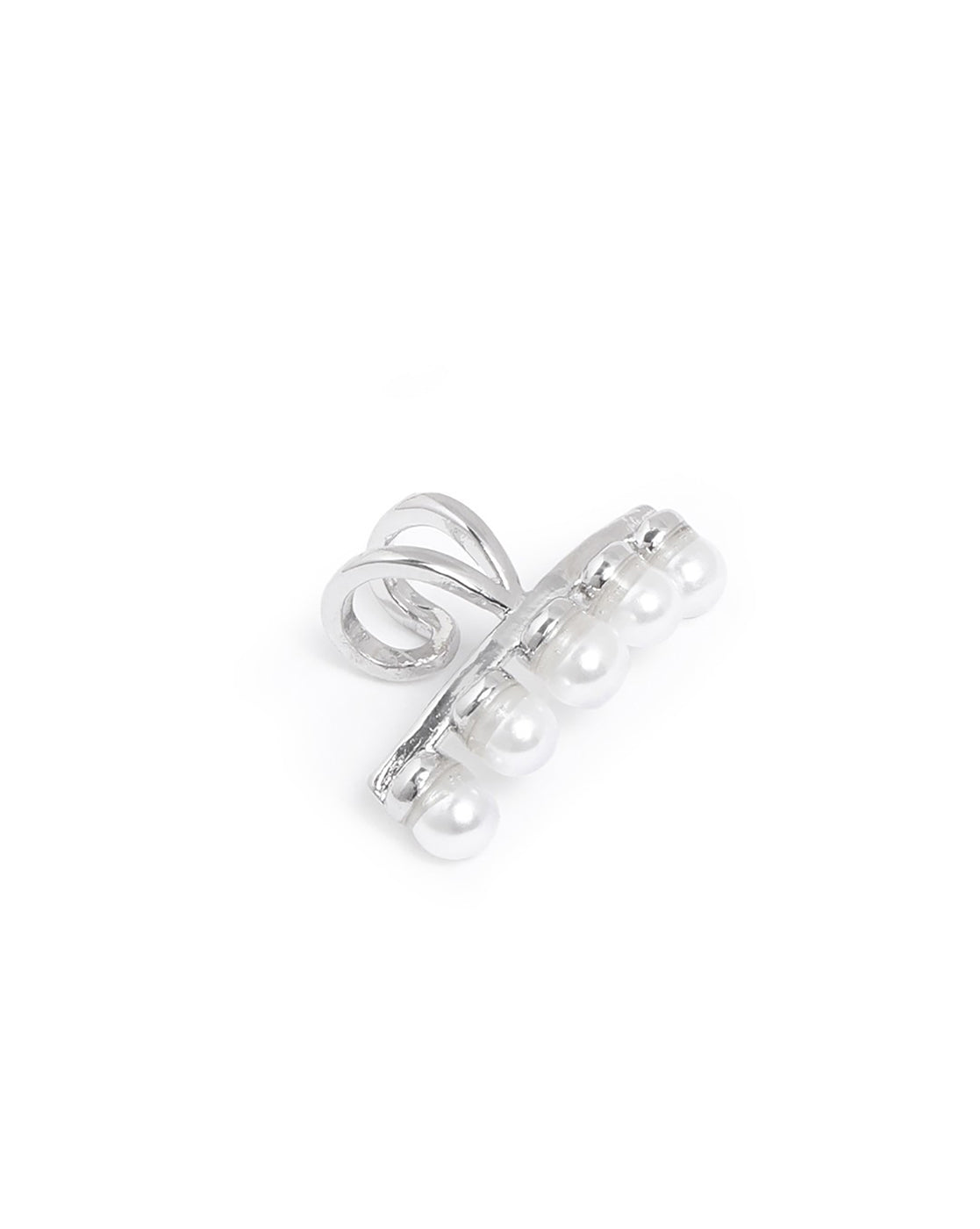 Silver Plated Pearl Fancy Ear Cuff Earring