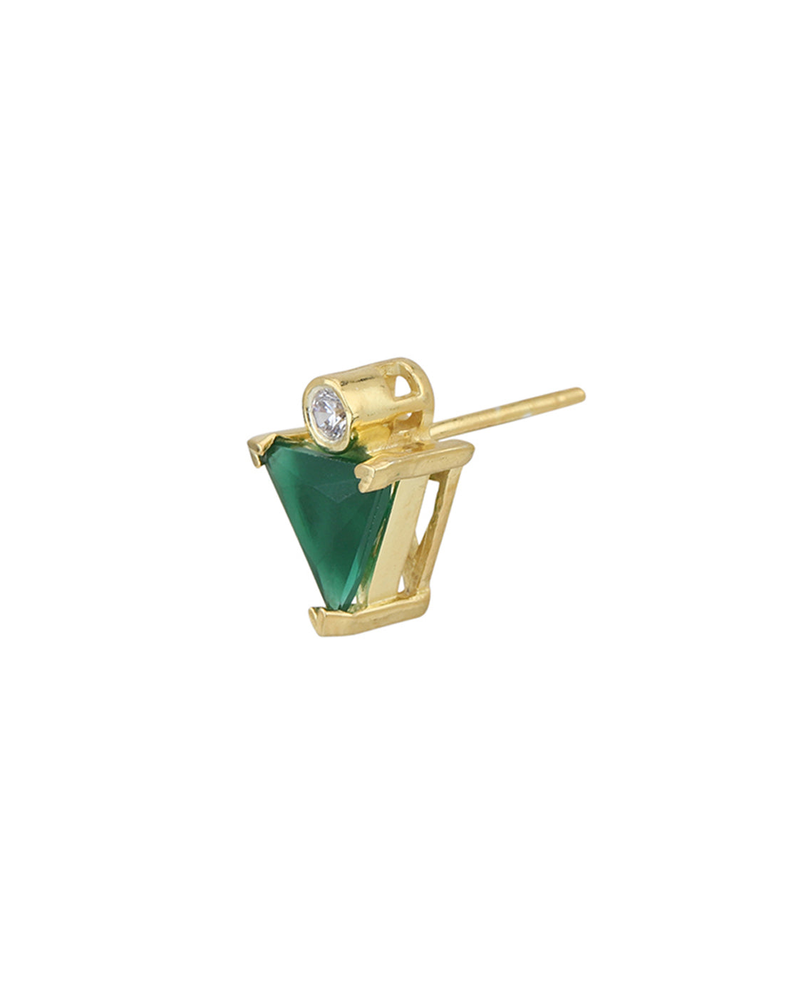 18kt Gold Plated CZ Emerald Triangular Stud Earring