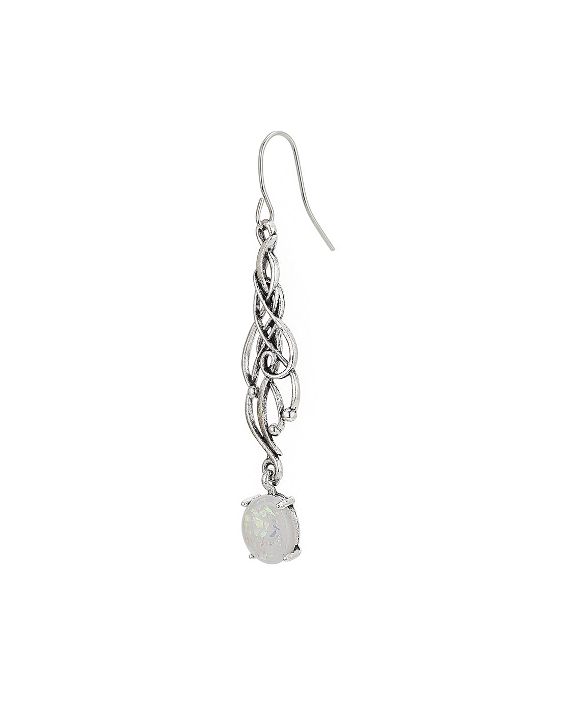 Silver Plated Dangling Glass Bead Contemporary Drop Earring