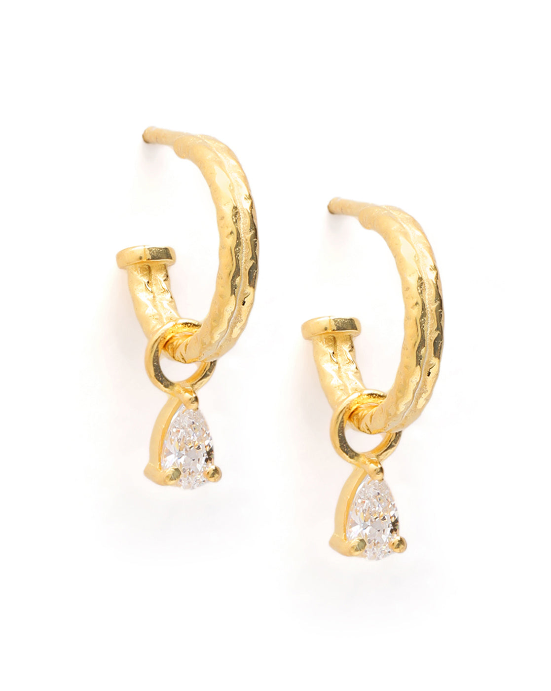 18kt Gold Plated Dangling CZ Half Hoop Earring