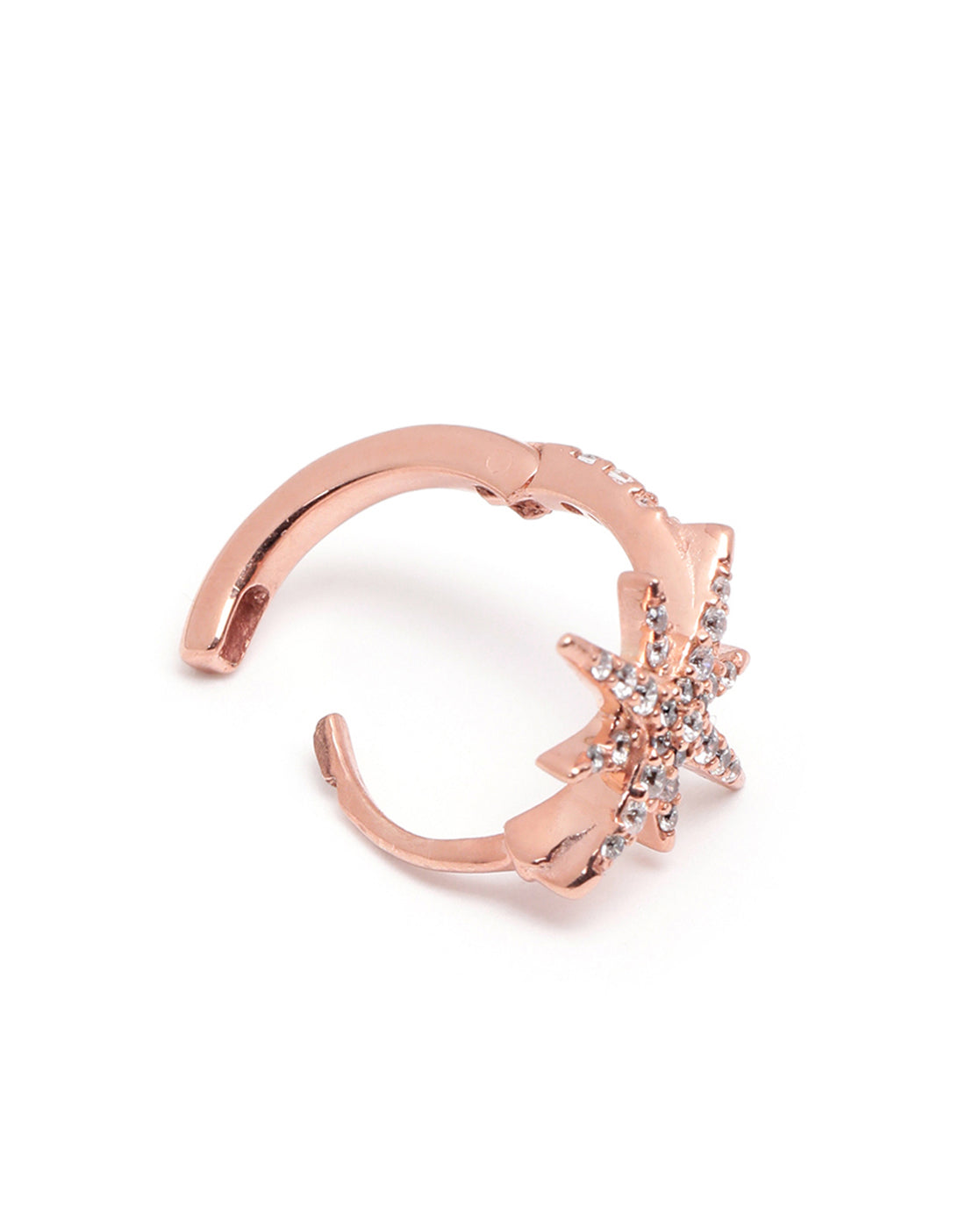 18kt Rose Gold Plated CZ Star Hoop Earring