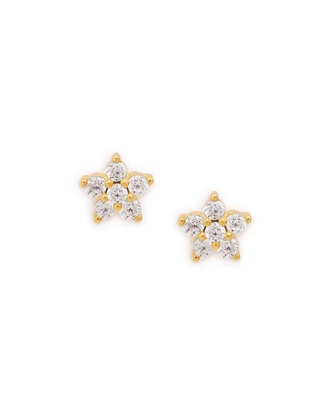 18kt Gold Plated Dangling CZ and Chain Floral Drop Earring
