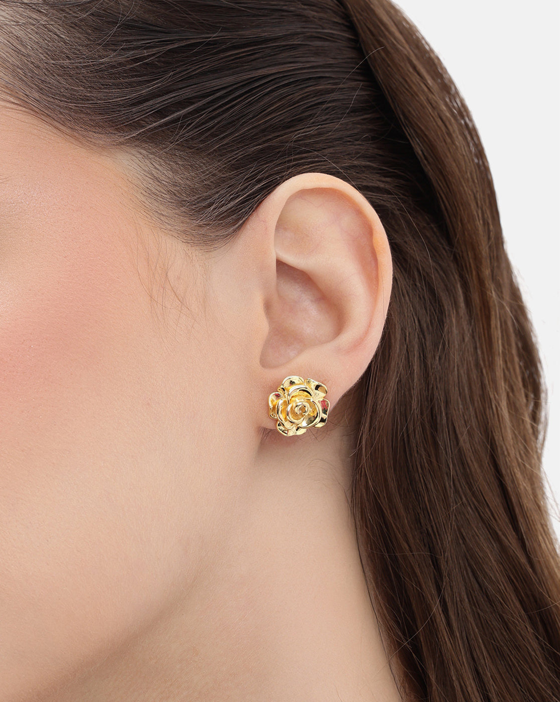 18kt Gold Plated Bold Rose Stud Earring