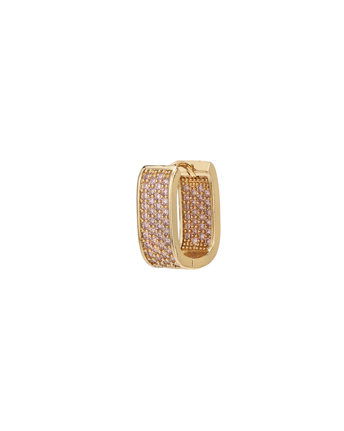 Gold Plated Pink CZ Oval Hoop Earring