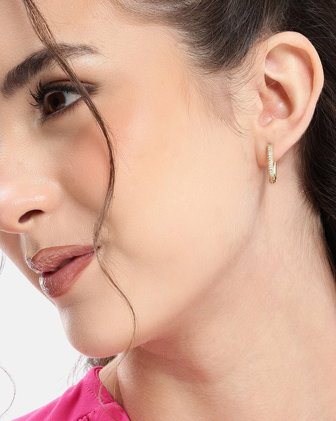 Gold Plated CZ Mini Hoop Earring