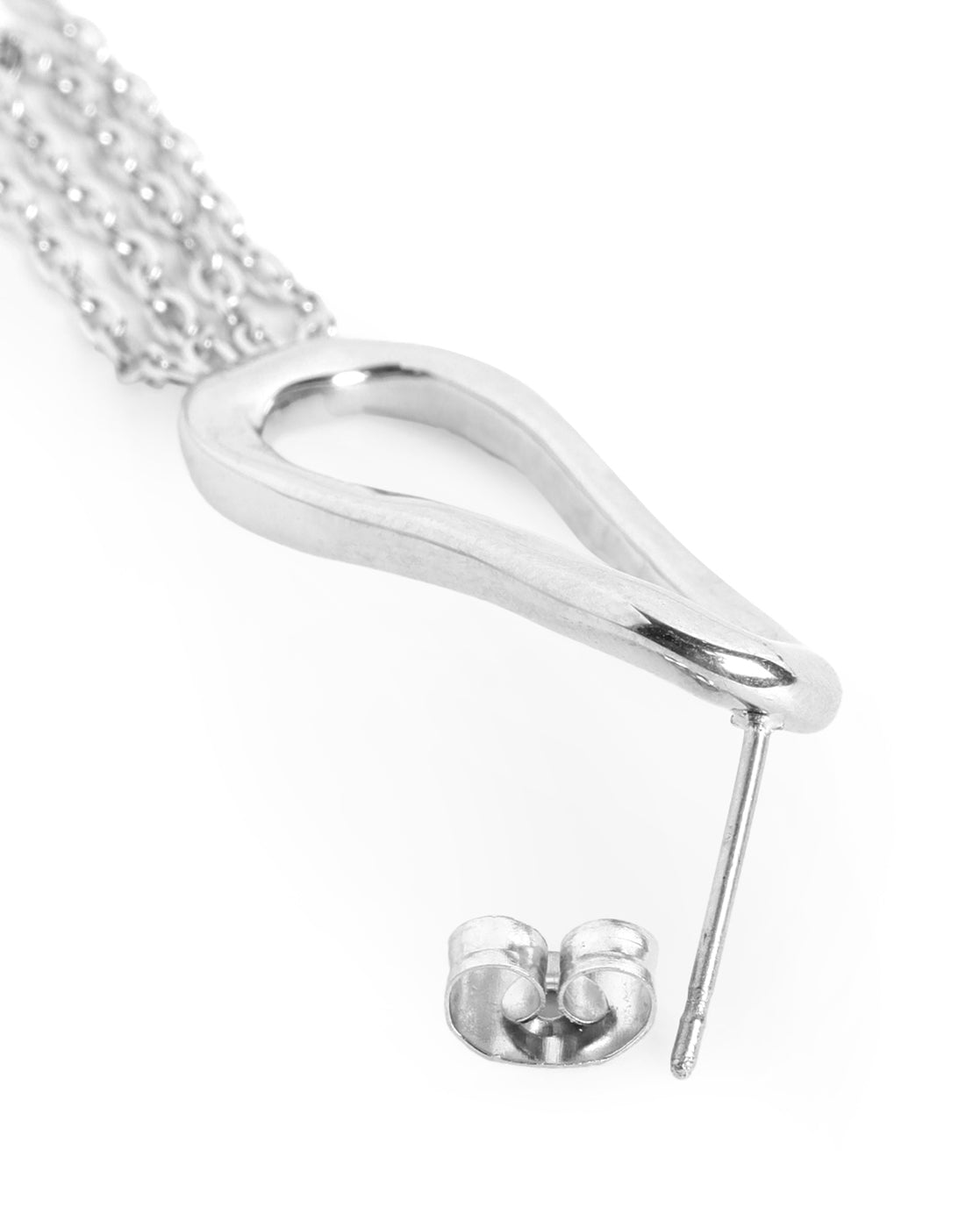 Silver Plated Contemporary Hoop Tassel Drop Earring