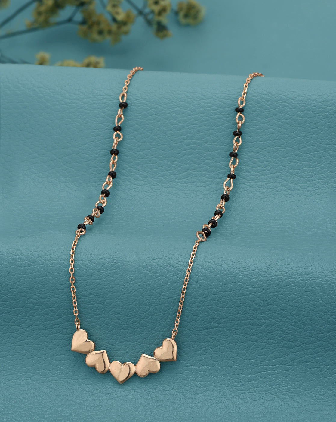 18kt Rose Gold Plated Multiple Heart Shaped Charm Mangalsutra