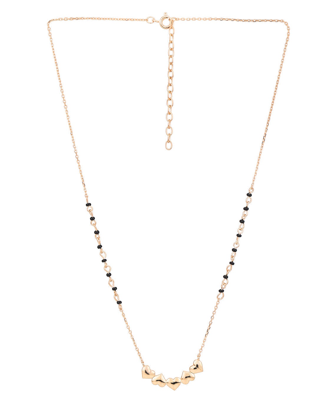 18kt Rose Gold Plated Multiple Heart Shaped Charm Mangalsutra