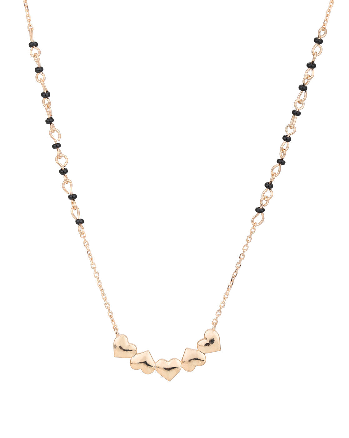 18kt Rose Gold Plated Multiple Heart Shaped Charm Mangalsutra