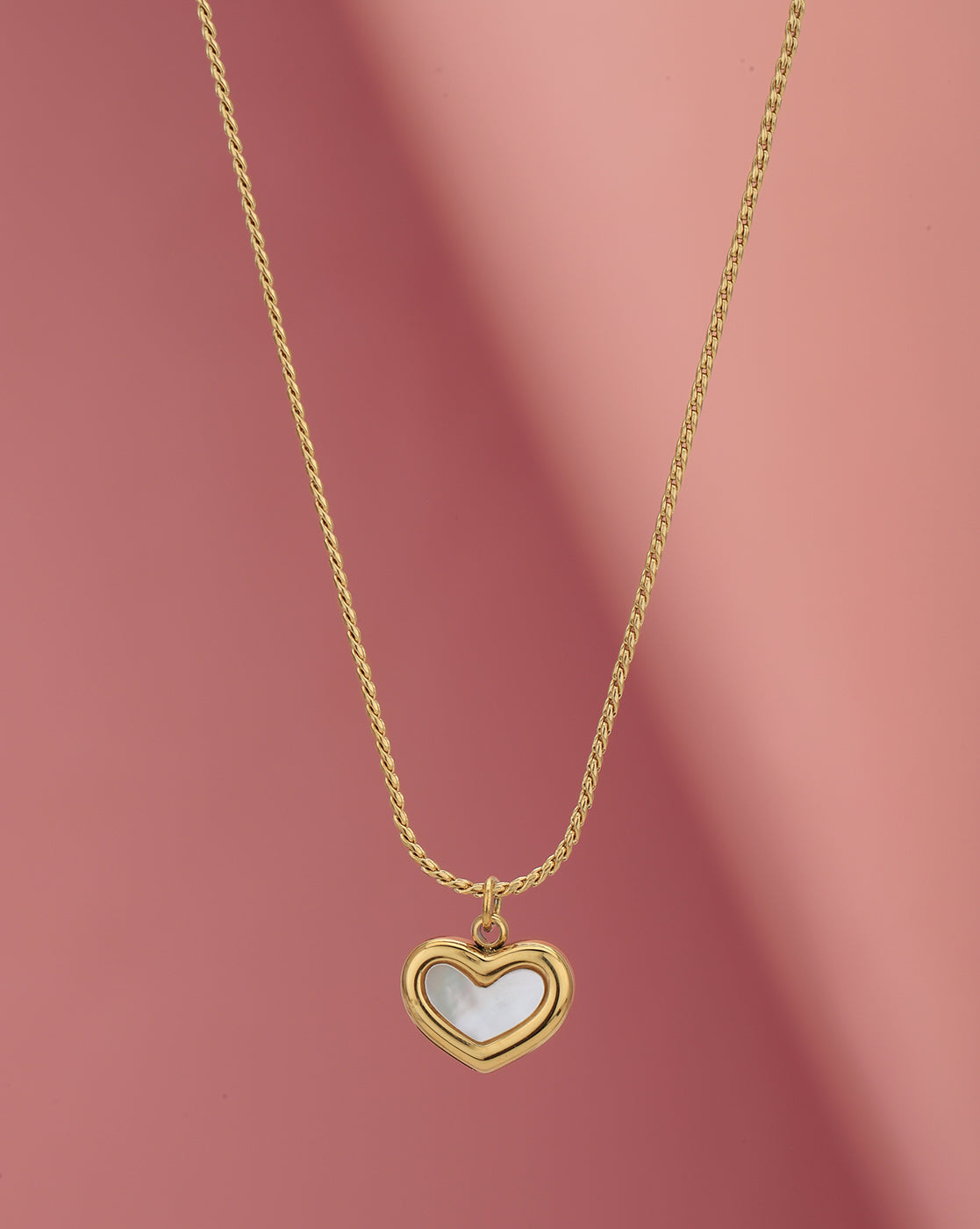Gold Plated with Shell Heart Pendant and chain for women